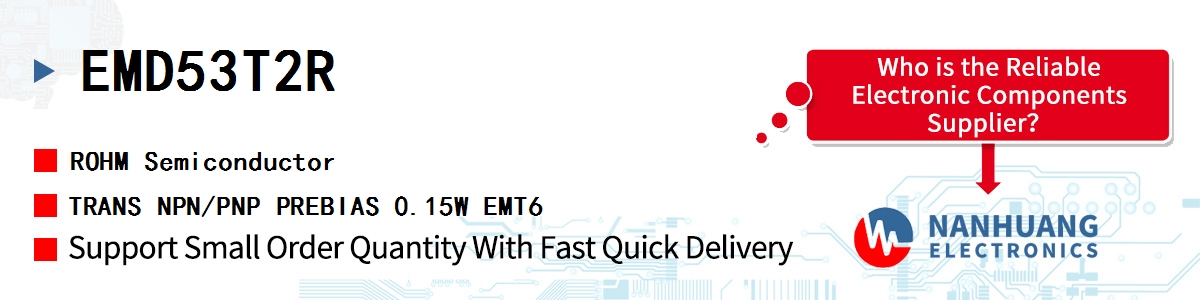EMD53T2R ROHM TRANS NPN/PNP PREBIAS 0.15W EMT6