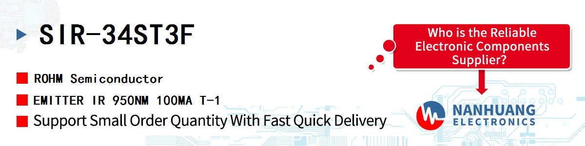 SIR-34ST3F ROHM EMITTER IR 950NM 100MA T-1